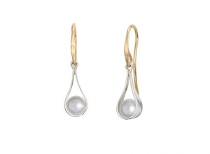 Ed Levin Captivating Swing Sterling Silver Earrings with Pearl