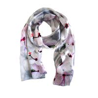 Silk Squirrel Gray Cherry Blossom Silk Scarf