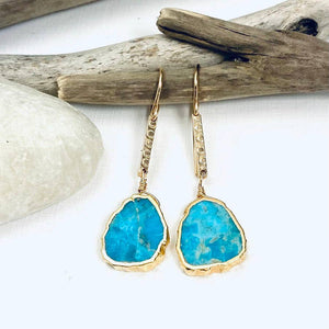 Laura J Turquoise Slab  Earrings