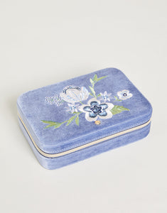 Spartina Embroidered Blue XL Jewelry Travel Case