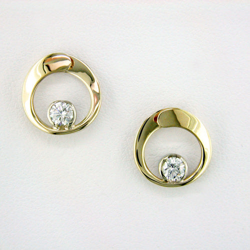 Tom Kruskal Gold and Diamond Loop Earrings