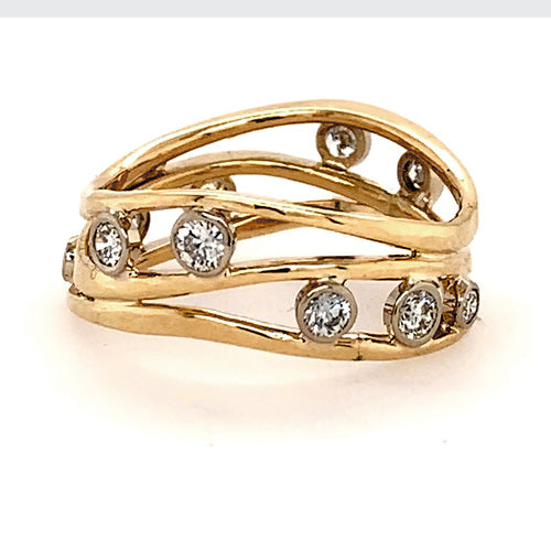 Tom Kruskal White Water Gold and Diamond Ring