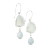 Oceano Soft Green-Blue Seaglass & Aqua Drop Earrings