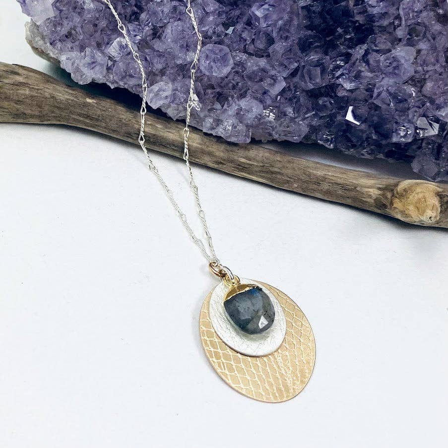 Laura J Labradorite Texture Necklace