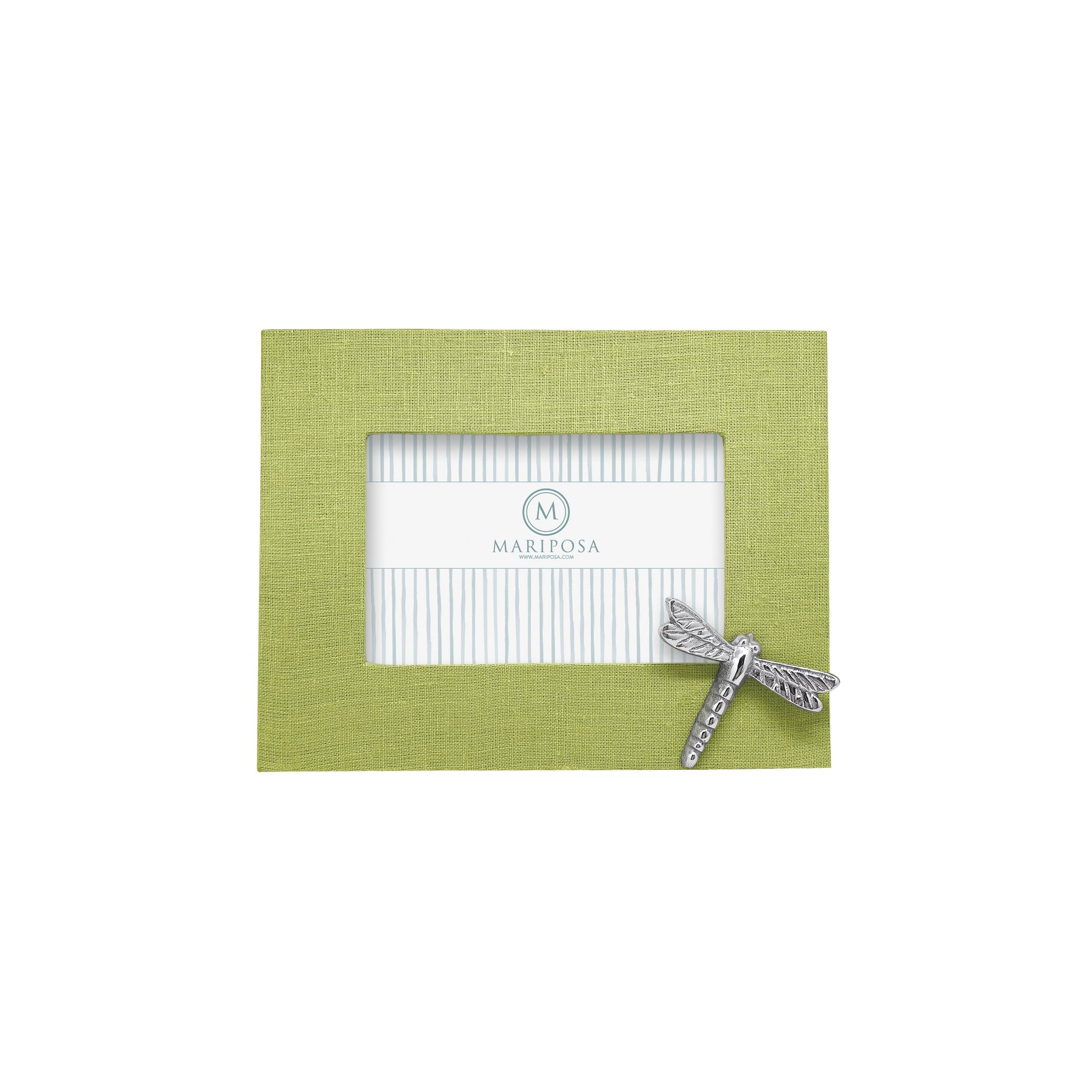 Mariposa Spring Green Linen with a Dragonfly Frame