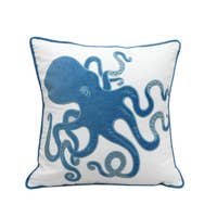 Rightside Design Inkling Octopus Blue Velvet Appliqué Indoor Pillow, indoor