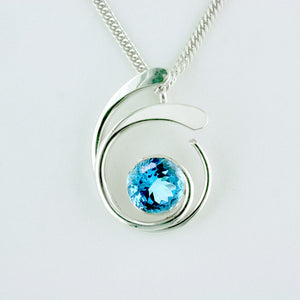 Tom Kruskal Four Curl Pendant with blue topaz