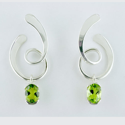 Tom Kruskal Sterling Silver & Peridot Loop-de Loop Earrings