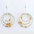 Tom Kruskal Beaded Sterling Silver and Gold Fill Circle Earrings