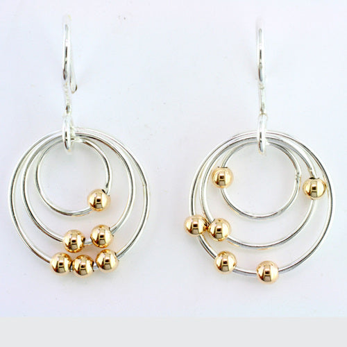Tom Kruskal Beaded Sterling Silver and Gold Fill Circle Earrings