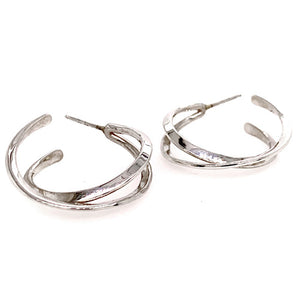 Tom Kruskal Large Silver Double Hoop Earrings
