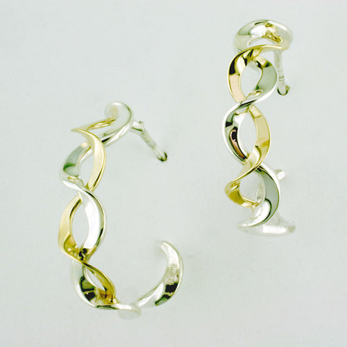 Tom Kruskal Double Ruffle Gold and Silver Earrings