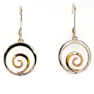 Tom Kruskal Spiral Gold and Silver Earrings