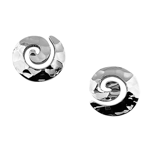 East Wind Hammered Conch Design Silver Earrings