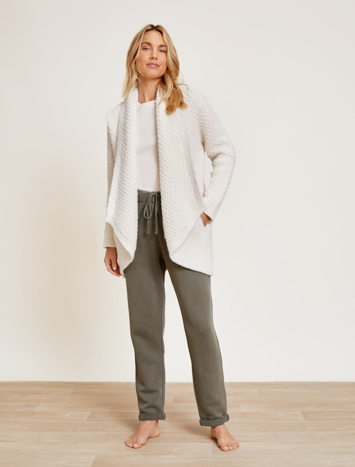 Barefoot Dreams Cozy Chic Honeycomb Shawl Cardigan – Oceana