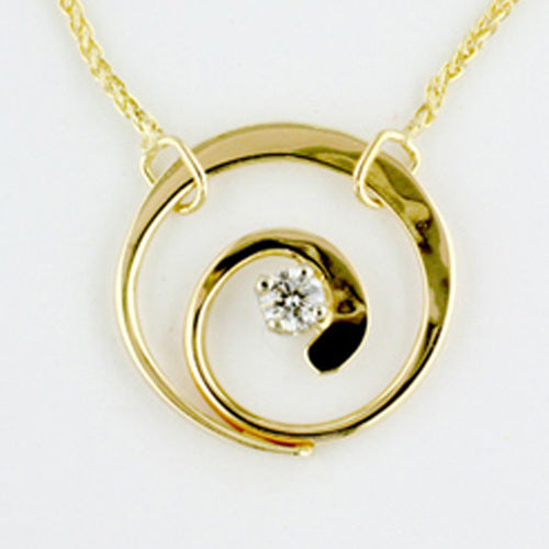 Tom Kruskal Gold and Diamond Spiral Necklace