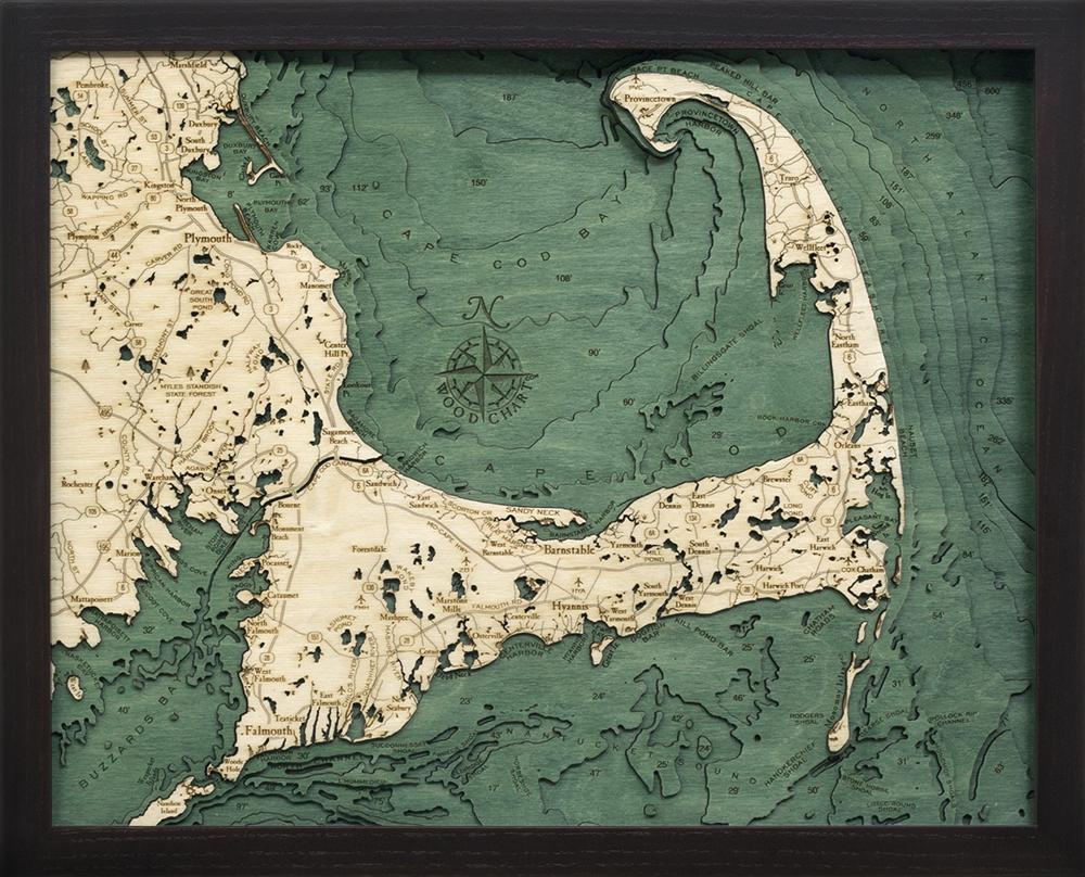 Michael Enterprise Small Cape Cod Wooden Chart Map