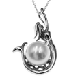 East Wind Sterling Silver Mermaid & Pearl on lightest cable chain