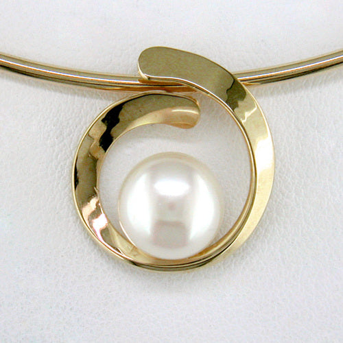 Tom Kruskal Button Pearl and Gold Sloop Pendant