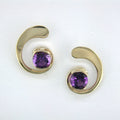 Tom Kruskal Gold Curl Earrings with Blue Topaz
