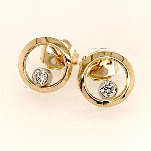 Tom Kruskal Golden Ring Diamond Stud Earrings