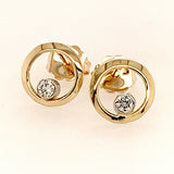 Tom Kruskal Golden Ring Diamond Stud Earrings
