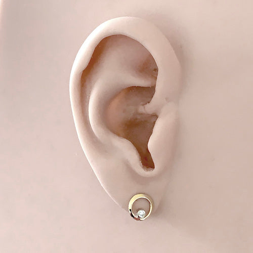 Tom Kruskal Golden Ring Diamond Stud Earrings