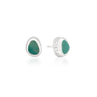 Anna Beck Silver & Turquoise Asymmetrical Stud Earrings