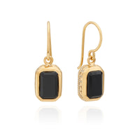 Anna Beck Gold & Black Onyx Rectangular Drop Earrings