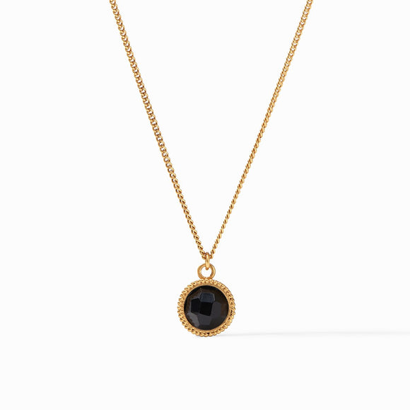 Julie Vos Fleur-de-Lis Obsidian Black Solitaire Necklace