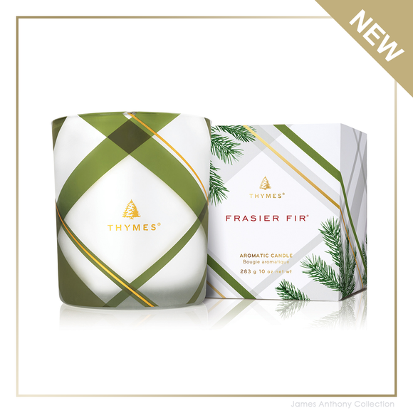 Thymes Frasier Fir Frosted Plaid Med Poured Candle