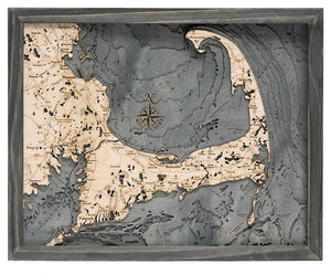 Michael Enterprise Small Grey Cape Cod Wooden Chart Map