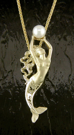 Wyland's 14K Gold Mermaid + Mini Sea Turtle Necklace - Wyland Foundation