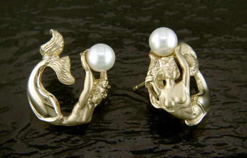 Steven Douglas Gold Mermaid Earrings with Pearls