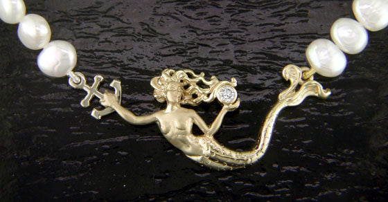 Steven Douglas Mermaid with an Anchor on a Freshwater Pearl Strand