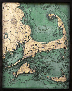 Michael Enterprise Large Cape Cod Wooden Chart Map