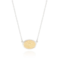 Anna Beck Silver and Gold Smooth Rim Oval Necklace