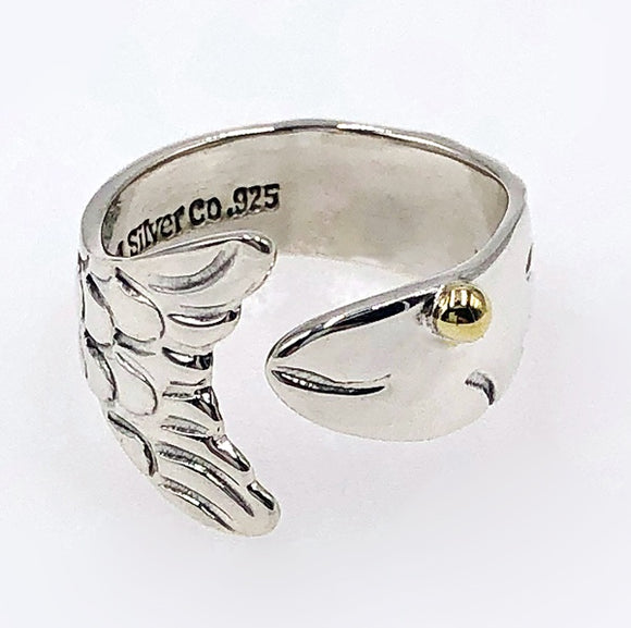 East Wind Fish Sterling Silver Ring with brass eye