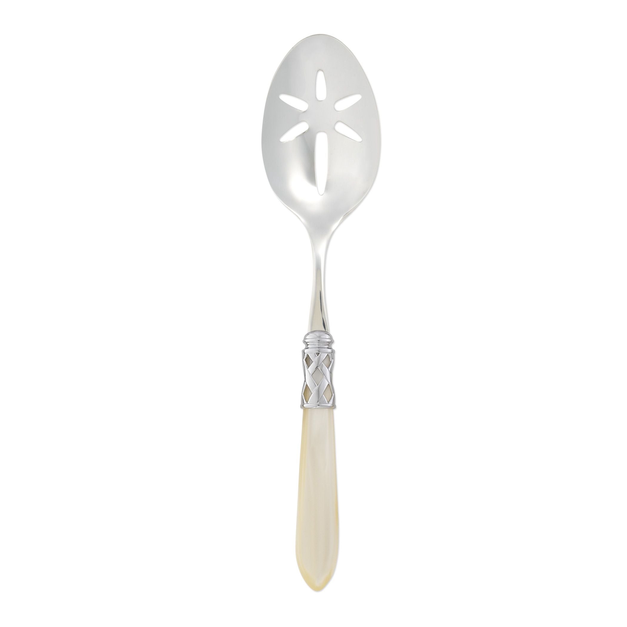 Vietri Aladdin Brilliant Ivory Slotted Spoon