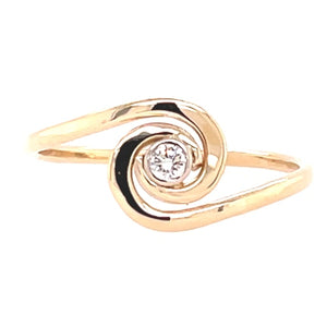 Tom Kruskal Gold and Diamond Curled Waves Ring