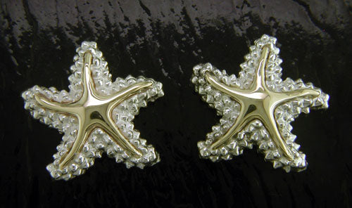 Steven Douglas Gold and Sterling Silver Starfish Shell Post Earrings