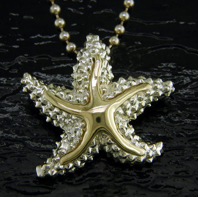 Steven Douglas Large Sterling Silver and Gold Starfish Pendant