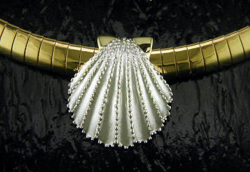 Steven Douglas Sterling silver and Gold Scallop Shell Slide Pendant