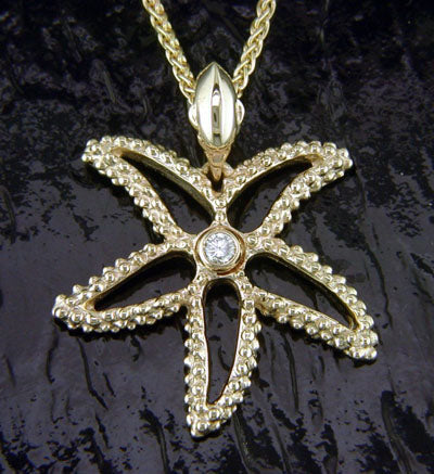 Steven Douglas Gold Starfish Pendant with a Diamond