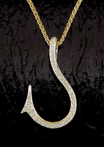 Steven Douglas Gold Hook Pendant with Diamonds