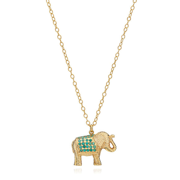 Anna Beck Turquoise Pave Elephant Charm Charity Necklace