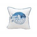 Rightside Design Just Keep Swimming Blue Puffer Indoor/Outdoor Pillow