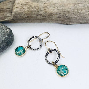 Laura J Oxidized Turquoise Earrings