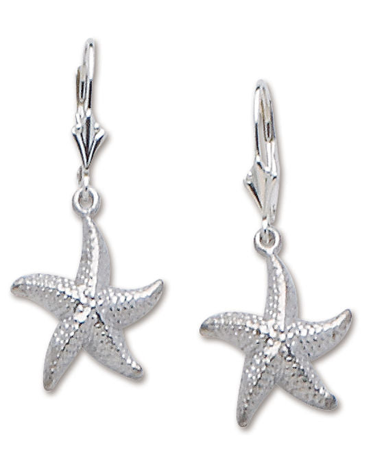 D'Amico Sterling Silver Starfish Dangle Earrings with Blue Topaz