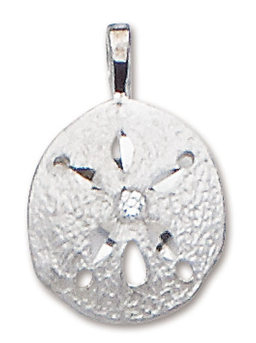 D'Amico Large Sterling Silver Sanddollar Pendant with a Blue Topaz
